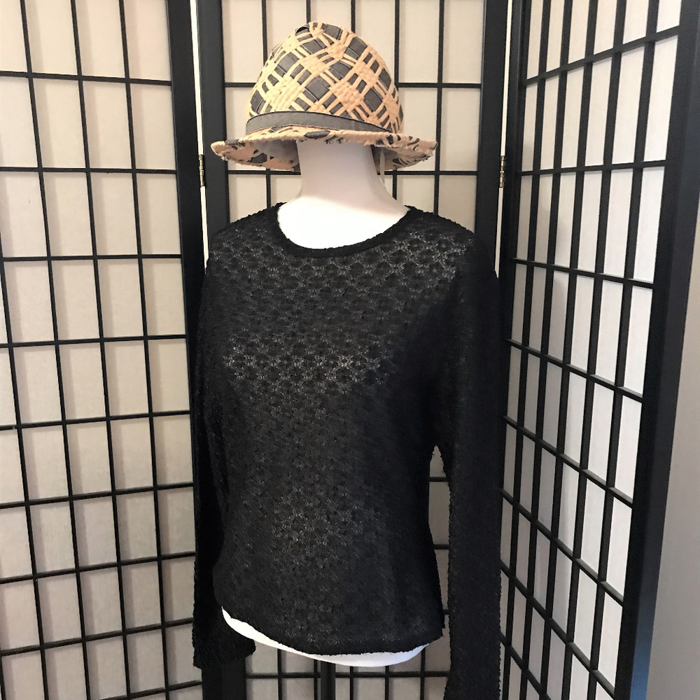 Bel air - Black Sheer Floral Lace Top.